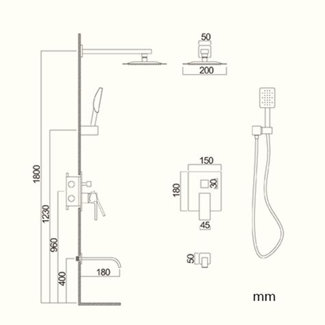 Bathroom Shower Faucet Set 304 Stainless Steel In-Wall Shower Faucet Shower Sketch, Wall Faucet Bathroom, Shower Measurements, Washroom Interior, Toilet Designs, Bathroom Measurements, Shower Dimensions, Interior Design Portfolio Layout, Kids Toilet