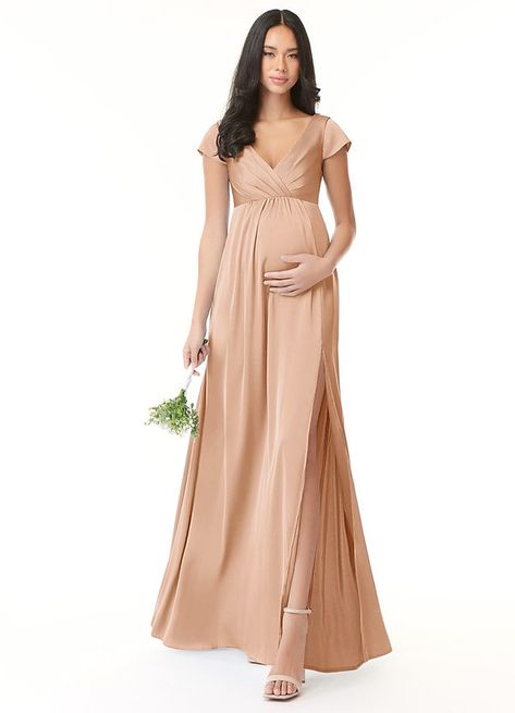 Party Dress Pregnant, Dress Rose Gold, Maternity Bridesmaid Dresses, Stretch Satin Dress, Pregnant Wedding, Satin Dress Long, English Rose, Stretch Satin, Satin Dress