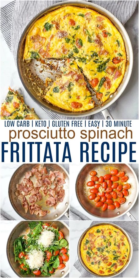 Fritata Recipe, Spinach Frittata Recipes, Healthy Frittata, Eggs Spinach, Easy Frittata, Prosciutto Recipes, Easy Breakfast Options, Breakfast Frittata, Spinach Frittata