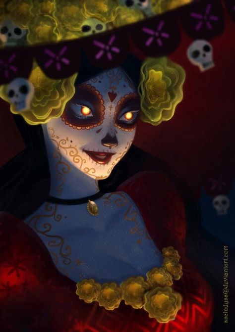 La Muerte La Muerte And Xibalba Fanart, La Muerte Book Of Life Fanart, Eve Walle, La Muerte And Xibalba, Thumper Bambi, Steve Thompson, Catrina Tattoo, Sugar Skull Artwork, Day Of The Dead Art