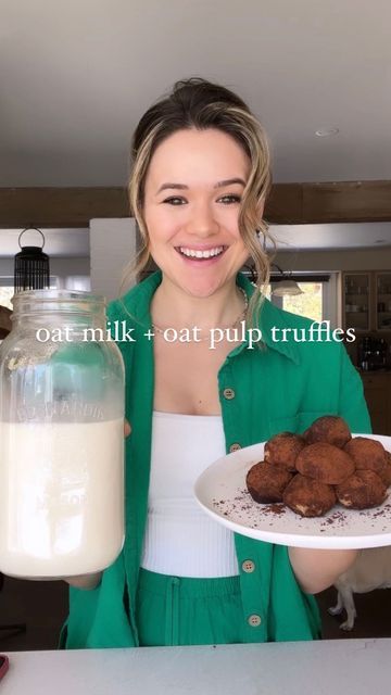 Carleigh Bodrug on Instagram: "👀💕🥰EP 69 SCRAPPY COOKING: Oat Milk + Oat Pulp Truffles by @plantyou. . 😳Who knew that making oat milk was so easy? Just blend approximately 2 cups of oats with 5-7 cups of water with your fav mix-ins, then strain twice for creamy dreamy oat milk. 🫢And don’t throw out that oat pulp… Full details for the oat pulp truffles now at plantyou dot com. 💕ENJOY . #recipe #scrappycooking #vegan #veganrecipe #veganfood #healthy #healthyrecipe #zerowaste #zerowasterecipe Oat Pulp Recipes, Oat Milk Pulp Recipes, Oat Milk Recipes Ways To Use, What To Do With Oat Milk Pulp, Scrappy Recipes, Easy Oat Milk Recipe, How To Make Creamy Oat Milk, Oat Pulp, Scrappy Cooking