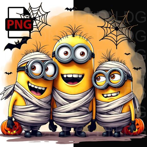 Minion Halloween Door Decoration, Halloween Minions Decorations, Minon Pumpkin Painting, Halloween Minions, Minions Halloween, Halloween Minion, Minion Clipart, Minon Pumpkins, Cute Mummy