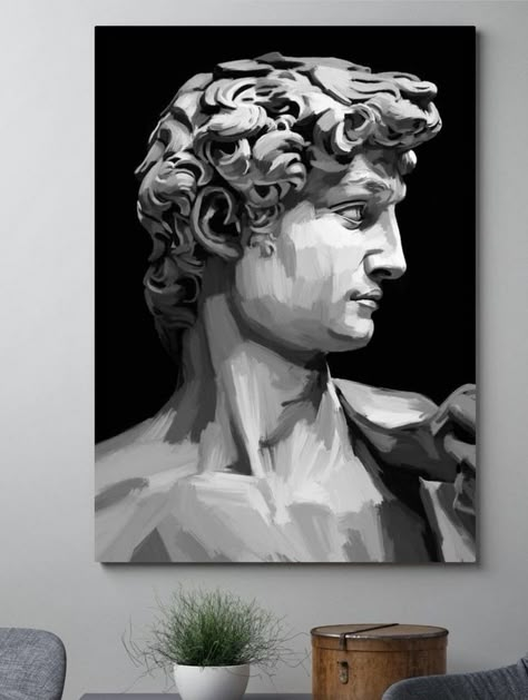 Statue Painting, David Painting, Istoria Artei, Soyut Sanat Tabloları, Greek Art, Beginner Painting, Diy Canvas Art Painting, Art And Illustration, Art Inspiration Painting