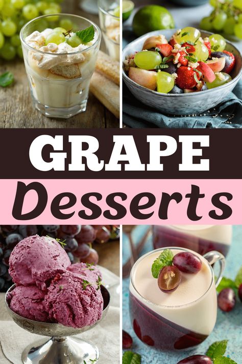 Grape Jello Recipes, Grape Dessert Recipes, Jello Pudding Desserts, Sour Patch Grapes, Homemade Grape Jelly, Grape Dessert, Plum Dessert, Grape Pie, Grapefruit Recipes