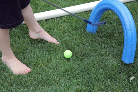 Outdoor Fun: Backyard Mini Golf Course · Kix Cereal Pool Noodle Arch, Backyard Mini Golf Course, Backyard Mini Golf, Diy Mini Golf, Put Put Golf, Outdoor Mini Golf, Mini Putt, Golf Fundraiser, Putt Putt Golf