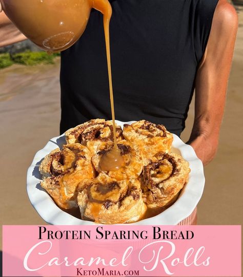 Protein Sparing Bread Caramel RollsProtein Sparing Bread Caramel Rolls Sparing Bread, Homemade Caramel Rolls, Psmf Recipes, Protein Sparing Bread, Keto Maria, Protein Caramel, Protein Sparing Modified Fast, Keto Caramel, Maria Mind Body Health