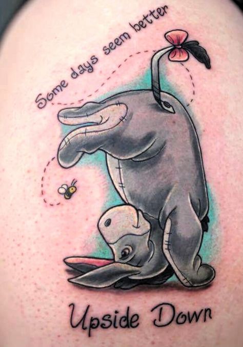 Eyore Tattoo Quotes Eeyore, Roo Tattoo Ideas, Eyore Tattoo Eeyore, Eyore Tattoo Small, Pooh And Eeyore Tattoo, Droopy Tattoo, Eeorye Tattoos, Eeyore Tattoo Ideas, Eeyore Tattoo Small