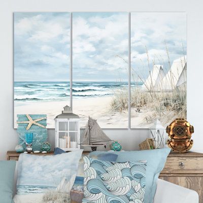 This beautiful "Beach Minimalism Landscape II" wrapped canvas art set is printed using the highest quality fade-resistant ink on canvas. This Wall art set is printed on premium quality cotton canvas, using the finest quality inks which will not fade over time. Each giclee print is stretched tightly over a 1-inch wood sub-frame ensuring the canvas is stretched and does not buckle. Every canvas print arrives ready to hang on the wall, with the hanging kits included. | Highland Dunes Beach Minimali Metal Wall Art Living Room, Home Beach, Beach Frame, Beach Wall Decor, Beach Canvas, Ocean Wall Art, Beach Photo, Beach Landscape, Beach Wall Art