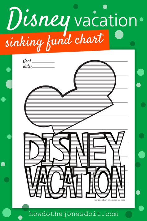 Have you been dreaming of a Disney Vacation? That's what Sinking Funds are for! We have a Disney Vacation Sinking Fund chart just for you! It's the Sinking Fund the whole family will get on board with! #DisneyVacation #disneysinkingfund  #sinkingfund #SunshineAndRainyDays #SARD   via @howdothejonesdo Disneyland Savings Plan, Saving For Disney, Disneyland Savings Tracker, Vacation Fund Tracker, Disney Vacation Savings Tracker, Disney Savings Jar, Disney Savings Tracker Printable Free, Organized Finances, Disney Savings