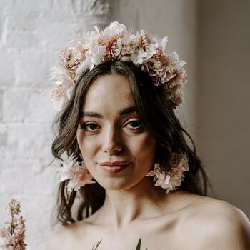 Wedding Flower Headband, Bleached Ruscus, Dried Flower Crown, Straw Flowers, Alice Headband, Bunny Tails, Bridal Wedding Hair, Crown Wedding, Flower Crown Wedding