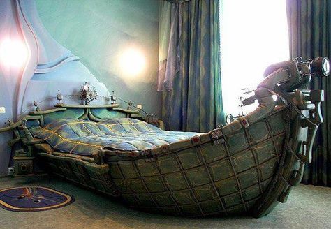 Sleeping the Seven Seas - Imgur (Great idea for a kids room - and more unique than a plastic racecar bed) Unusual Beds, Unique Bed Design, Boat Bed, Creative Bedroom, Unique Beds, Modern Bedroom Decor, Cool Beds, Furniture Design Modern, Design Case