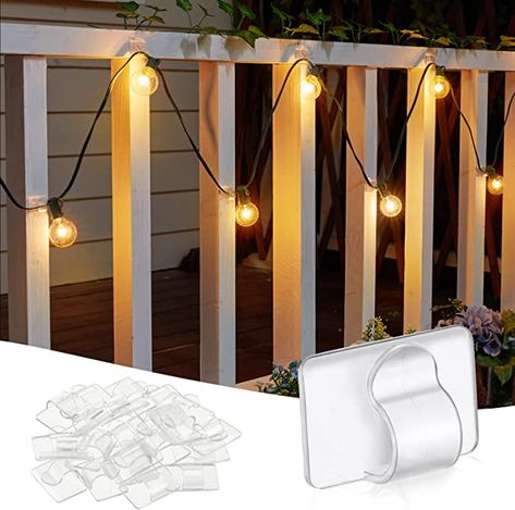 Brightown Clear Light Clips - Strongly Sticky with 50-Clips, 60-Stickers Christmas Light Clips, UV-Resistant Material, Decorate Damage-Free Cable Clips for Indoor Outdoor String Lights Christmas Light Clips, Edison Bulb String Lights, Solar Patio Lights, Wall Clips, Hanging Christmas Lights, Outdoor String Lights, Patio String Lights, Porch And Balcony, Light Clips