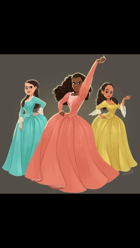 Schylar Sisters, Kawaii Board, Sisters Drawing, Schuyler Sisters, Hamilton Musical, Aurora Sleeping Beauty, Musical, Fan Art, Quick Saves