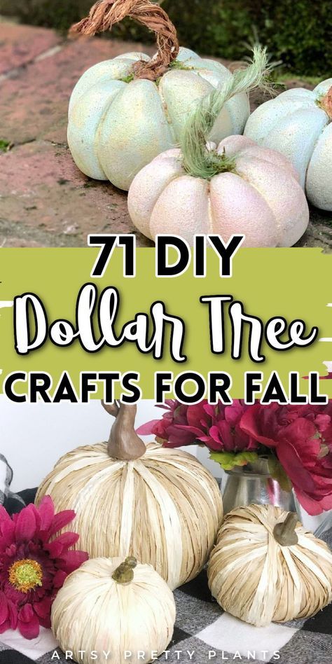 Decorate your home for fall with easy tutorials for DIY crafts you can make with Dollar Tree supplies. These are the best, quick and easy fall craft tutorials! There are creative ideas for pumpkins, candles, garlands and more! Dress up your home in style and on a budget, so you can create a cozy place in your house this season! Ideas For Pumpkins, Dollar Tree Craft Ideas, Diy Dollar Tree Crafts, Tree Craft Ideas, Crafts For Fall, Dollar Tree Fall Decor Diy, Decoupage Pumpkins, Decorate For Fall, Dollar Tree Pumpkins