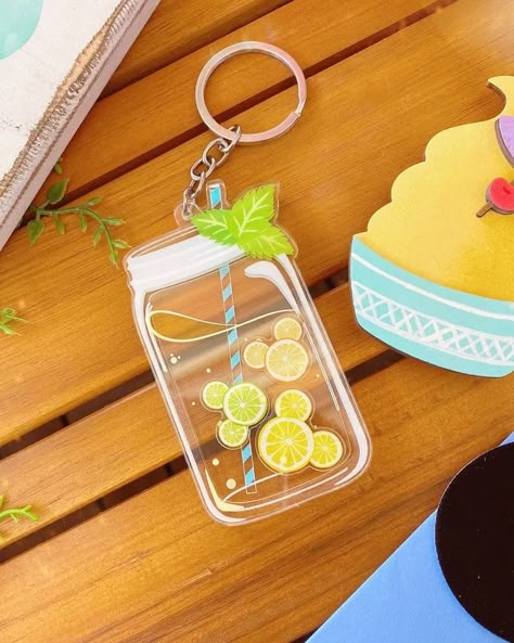 Lemonade Mason Jar, Jar Keychain, Cool Keychains, Mickey Balloons, Hidden Mickey, Acrylic Keychains, Glass Mason Jars, Acrylic Keychain, Cute Keychain