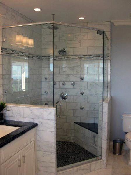 Master Bathroom Design Ideas Corner Shower #masterbathroomideas Shower Makeover, Bathroom Shower Design, Master Shower, Master Bath Remodel, Bathroom Remodel Shower, Unique Bathroom, Corner Shower, Makeover Ideas, Shower Remodel