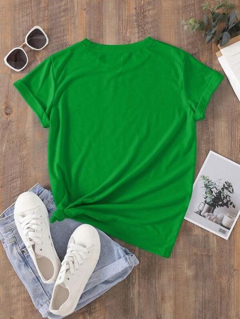 SHEIN Qutie Bear And Letter Graphic Tee | SHEIN USA Green Fashion Outfits, Fashion Outfit, Green Fashion, Graphic Tee, Graphic Tees, Fashion Outfits, Green, Art