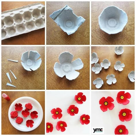 Remembrance Day Activities, Remembrance Day Art, Poppy Craft, Remembrance Day Poppy, Egg Carton Crafts, Egg Cartons, Paper Towel Roll Crafts, Christmas Gift Basket, Egg Carton