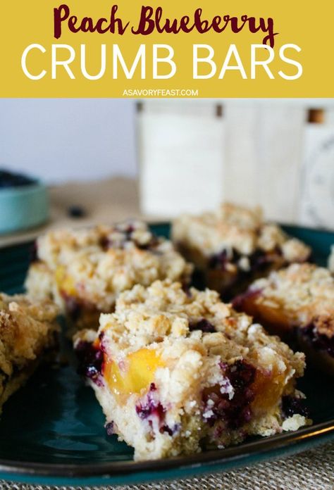 Peach Blueberry Crumble, Peach Crumble Bars, Blueberry Crumb Bars, Blueberry Bars, Blueberry Crumble Bars, Peach Blueberry, Peach Crumble, Crumble Bars, Cold Desserts