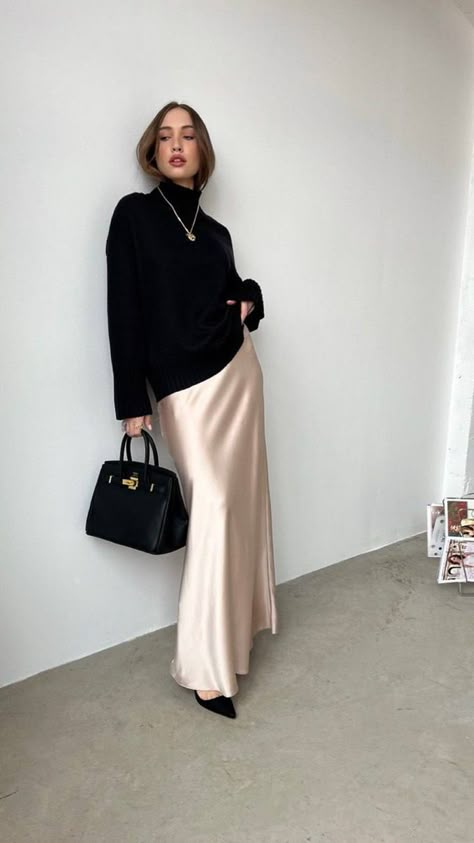 Taupe Satin Dress, White Satin Skirt Outfit Winter, Satin White Skirt Outfit, Gold Silk Skirt Outfit, Champagne Silk Skirt Outfit, Beige Silk Skirt Outfit, Cream Silk Skirt Outfit, Maxi Silk Skirt Outfit, Cream Satin Skirt Outfit