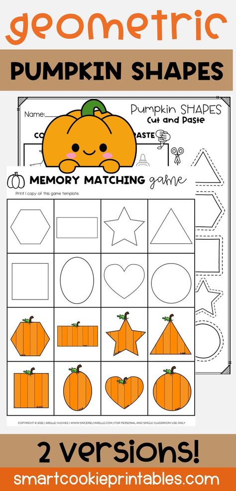 Image shows 2D Pumpkin Shapes worksheet activity printable for kids to trace, match and draw. Fall Shape Activities Preschool, Autumn Preschool Printables, Shape Activities Kindergarten, Pumpkin Shapes, Shape Sorting Activities, Shape Worksheets For Preschool, Shapes Worksheet Kindergarten, Shape Activities Preschool, Printable Shapes