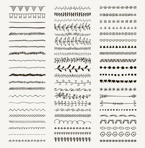 Black Rustic Hand Drawn Dividers by Cosmic Dust on @creativemarket Bullet Journal Dividers, Draw Dividers, Text Dividers, Doodle Borders, Lines And Shapes, Doodle Design, Bullet Journal Notebook, Bullet Journal Writing, Bullet Journal Art