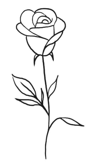 Easy Rose Tattoo Design, Roses Easy Drawing, Single Line Drawing Simple, Roses Drawing Easy, Simple Flower Drawing Easy, Easy Rose Drawing, Rose Line Drawing, American Flag Drawing, Floral Line Drawing