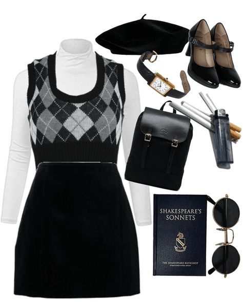 Estilo Academy Dark, Aesthetic Clothes Dark Academia, Aesthetic Outfits Academia, Christmas Academia Outfits, Dark Academia Old Money Outfit, Black Academia Aesthetic Outfit, Dark Acdimea Outfit, Royal Academia Outfits, Dark Academia Dress Outfit