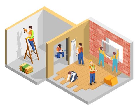 Free Vector | Construction workers isometric composition with builders renovating the flat vector illustration Construction Design Graphic, Posters Layout, Graphic Design Posters Layout, Architectural Illustration, Grunge Posters, Construction Workers, Architecture Collage, Flat Vector Illustration, Paper Banners