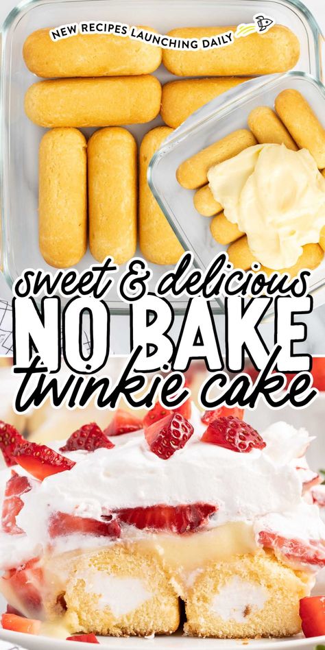 Twinkie cake is a decadent dessert that combines pudding, Twinkies, and sweet, juicy strawberries for an unforgettable taste. Twinkie Desserts, Hostess Snack Cakes, Twinkies Recipe, Tailgate Desserts, Twinkie Cake, Strawberry Shortcake Dessert, Angel Food Cake Desserts, Trifle Recipes, Dump Cakes