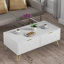 Modern Black Coffee Table, White Coffee Table Modern, Rustic Sofa Tables, Coffee Table Height, Center Table Living Room, Rustic Sofa, Coffee Table With Drawers, Centre Table, White Chic