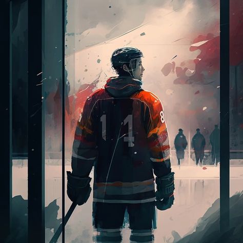 AI Art: Sports: Hokey Art Hockey Art, Tech Art, Futuristic Art, Hockey Player, Sports Art, Sports Anime, Generative Art, Hockey Players, Anime Style