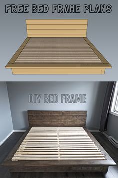 Wooden Bed Frame Diy, Diy Bed Frame Plans, Floating Bed Diy, King Size Bed Frame Diy, Diy Platform Bed Frame, Queen Bed Frame Diy, Diy King Bed, Diy King Bed Frame, Diy Bed Frame Easy