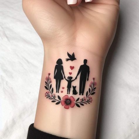 Family Love Tattoo, Wrist Tattoos Family, Brother And Sister Tattoos, Love Tattoo Ideas, Brother And Sister Tattoo Ideas, Mom Dad Tattoo Designs, 000 Tattoo, Small Tattoo Ideas For Women, Sister Tattoo Ideas