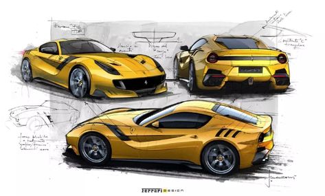 Ferrari Sketch, Ferrari F12tdf, F12 Tdf, Ferrari F12, Industrial Design Sketch, Car Inspiration, Car Design Sketch, Concept Car Design, Car Illustration