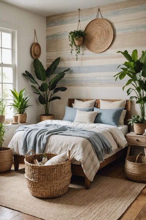 Beachy Boho Wallpaper, Boho Beach Wallpaper, Boho Bedroom Wallpaper, Beach Boho Bedroom, Boho Beach Bedroom, Coastal Boho Bedroom, Beachy Boho Bedroom, Bohemian Bedroom Inspiration, Bedroom Wallpaper Ideas