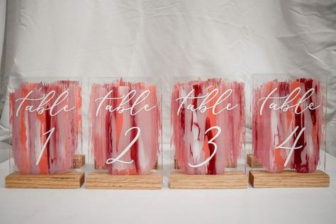 Painted Acrylic Wedding Table Numbers! These are totally customizable just for you to match your wedding vibe! Painted Acrylic Table Numbers, Acrylic Table Numbers Wedding, Table Numbers Acrylic, Custom Table Numbers, Acrylic Table Numbers, Acrylic Table Number, Wedding Numbers, First Birthday Photos, Acrylic Table