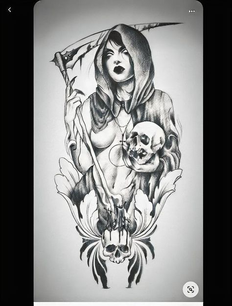 Lady Demon Tattoo, Sucubus Tattoo Design, Dark Tattoos Creepy Demons, Demons Tattoo Ideas, Dark Tattoo Sketch, Demon Woman Tattoo, Grim Reaper Tattoo Designs Drawings, Female Grim Reaper Tattoo, Creepy Tattoo Ideas Dark Art