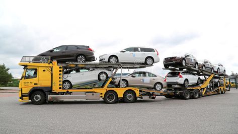 Volvo FM Car Carrier Hauls New Cars. TURKU, FINLAND - JULY 12, 2015: Volvo FM ca #Sponsored , #AD, #Paid, #Car, #Volvo, #FM, #Carrier Car Editorial, Turku Finland, 1 Percent, Mercedes Benz Trucks, Car Carrier, New Mercedes, Business Card Branding, July 12, Old Cars