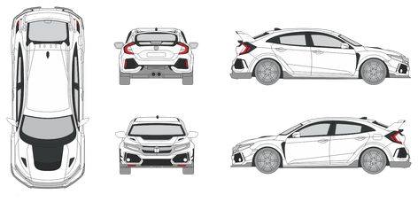 Download vehicle template for designing vehicle wrap for Honda Civic Type R 2017. Car Template, Ashok Leyland, Vehicle Wrap, Civic Type R, Car Wrap Design, 2017 Cars, Honda Civic Type R, Car Wrap, Honda Civic