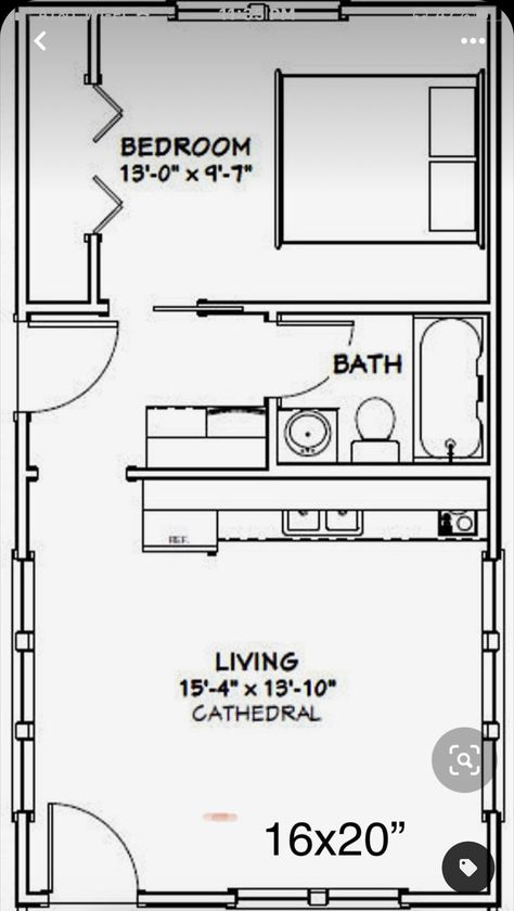 Micro Apartments, Small Apartment Plans, Studio Apartment Floor Plans, Guest House Plans, House Plans Ideas, 3d Floor Plans, Quonset Hut, Granny Flats, Shed To Tiny House