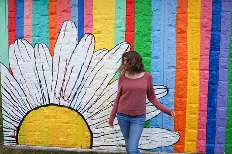 Class Mural, Bricks Background, Instagram Mural, Rainbow Mural, Kelowna British Columbia, Selfie Wall, Instagram Wall, Garden Mural, Pool Landscape