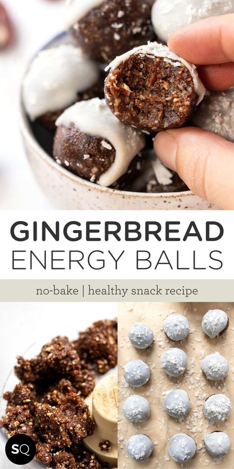 Christmas Energy Balls, Gingerbread Energy Balls, Gingerbread Protein Balls, Christmas Protein Balls, Christmas Healthy Desserts, Healthy Christmas Treats, Gingerbread Dessert, Energy Bites Healthy, Energy Balls Healthy