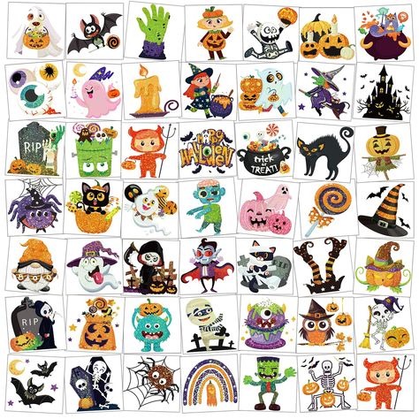 PRICES MAY VARY. Happy Halloween! Trick or Treat! Boo! Witching you a Happy Halloween! Apply the glitter Halloween Sticker Tattoo Temporary Tattoo on skin to have a spooktacular Halloween look! You will receive 96pcs Halloween glittery temporary tattoos, design with multi colors and different attractive Halloween patterns, full of horror Halloween party atmosphere, Halloween eve party styles, share with families and friends, popular Halloween trick or treat bags fillers. Attractive Halloween The Halloween Goody Bags, Sac Halloween, Decoracion Halloween, Halloween Advent Calendar, Trick Or Treat Party, Party Favors Halloween, Glitter Halloween, Halloween Infantil, Halloween Party Night