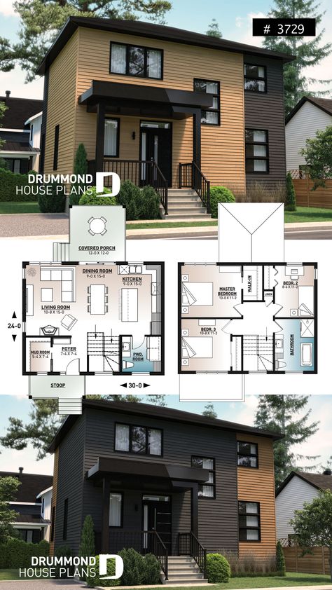 Small Apartment Floor Plans, Two Story House Design, Small Cottage House Plans, Drummond House Plans, Modern House Floor Plans, Bungalow Floor Plans, 3d House Plans, Farmhouse Floor Plans, Cottage Floor Plans