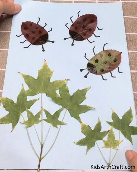 Easy Craft To Make With Leaves Check more at https://www.kidsartncraft.com/easy-leaf-craft-ideas/ Leaf Bug Craft, Leaf Bug, Library Makerspace, Hero Crafts, Bug Activities, Leaf Craft, Craft To Make, Preschool Crafts Fall, Leaf Projects