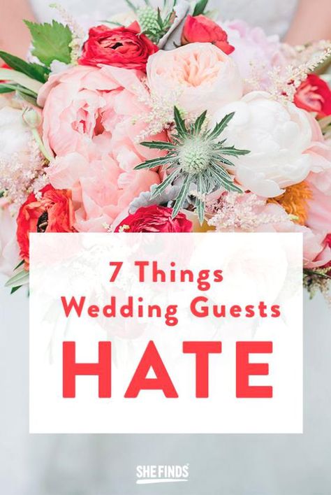 The 7 things wedding guests HATE Wedding Guests In All One Color, 2023 Wedding Ideas Decor, Photo Wedding Decorations, Small Wedding 50 Guests, Wedding For 60 Guests, Reception Event Ideas, Reception Signs Wedding, Late March Wedding, Fun Things For Wedding Reception