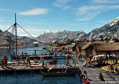 Viking Fishing, Viking Market, Fantasy Cities, Town Aesthetic, Location Design, Village Map, Viking Village, Gingerbread House Designs, Nordic Vikings