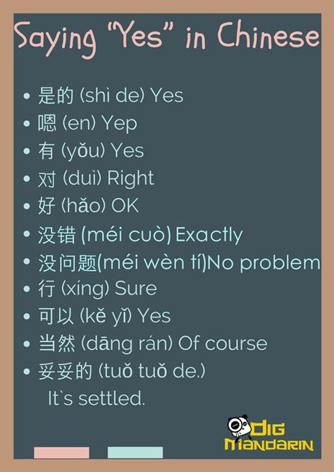 Saying "yes" in Mandarin, often changes depending on what you're saying "yes" to... Chinese Words And Meanings, Mandarin Chinese Languages, Learning Mandarin, Chinese Alphabet, Learn Chinese Characters, Bahasa China, Mandarin Lessons, Chinese Language Words, China Language