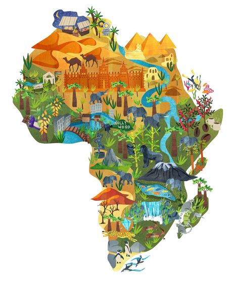 South Africa Map, Design Learning, Maps Aesthetic, Africa Art Design, Map Of Africa, Geography Map, Afrique Art, Animals And Plants, School Murals